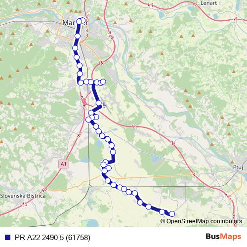 PR A22 2490 5 (61758) bus Line Map