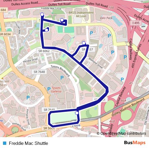 Freddie Mac Shuttle bus Line Map