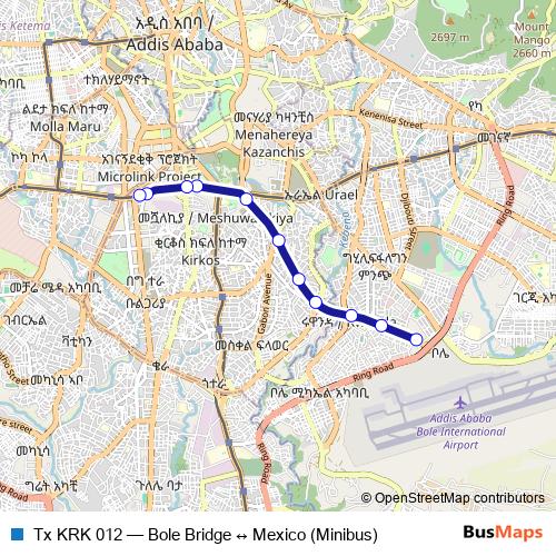 Tx KRK 012 bus Line Map
