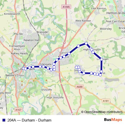 204A bus Line Map