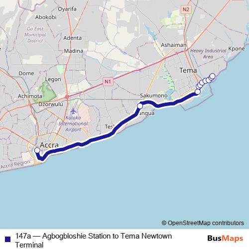 147a bus Line Map