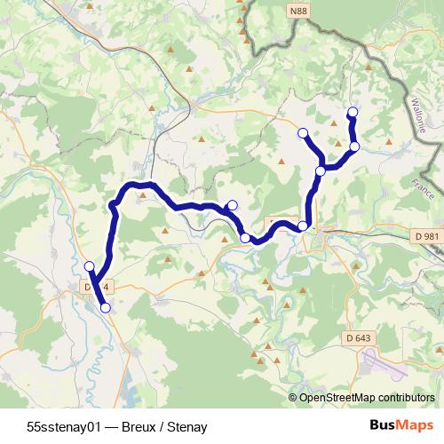 55sstenay01 bus Line Map