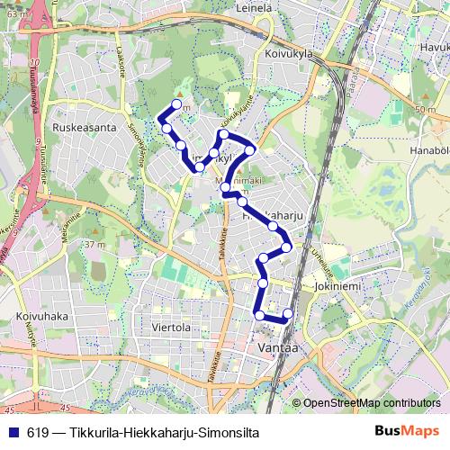 619 bus Line Map
