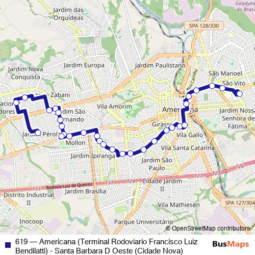 619 bus Line Map