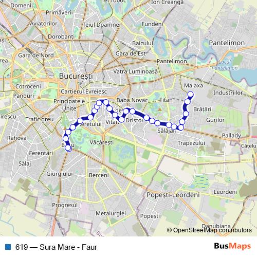 619 bus Line Map