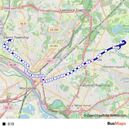 619 bus Line Map