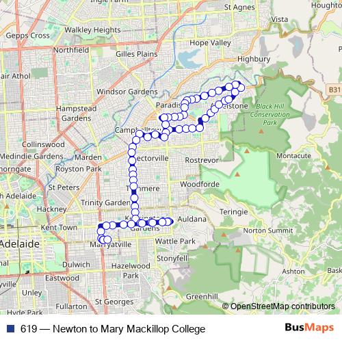 619 bus Line Map
