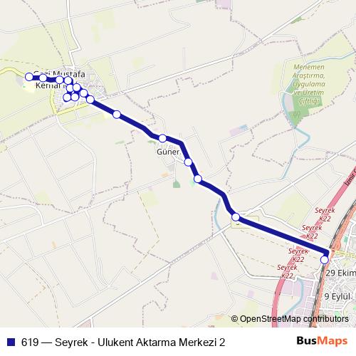 619 bus Line Map