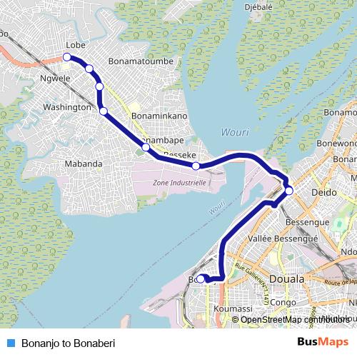 Bonanjo to Bonaberi bus Line Map