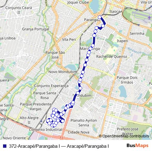 372-Aracapé/Parangaba I bus Line Map