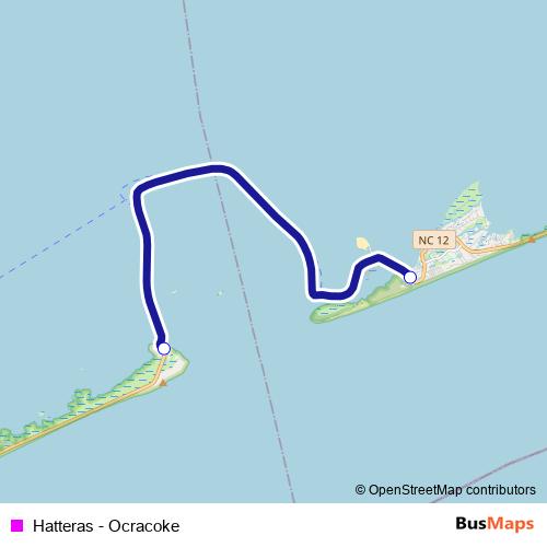 Hatteras - Ocracoke ferry Line Map
