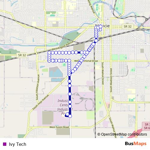 Ivy Tech bus Line Map