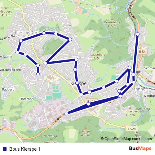 Bbus Kierspe 1 bus Line Map
