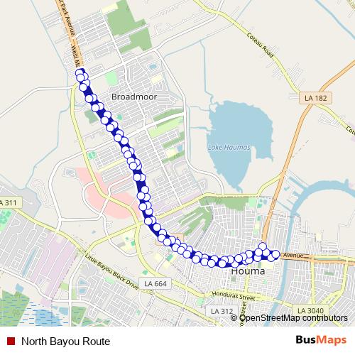 North Bayou Route bus Line Map