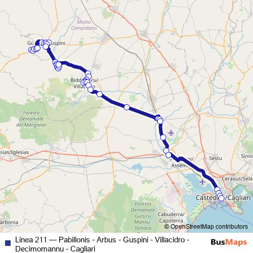 Linea 211 bus Line Map