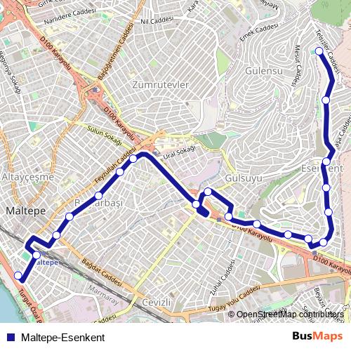 Maltepe-Esenkent bus Line Map