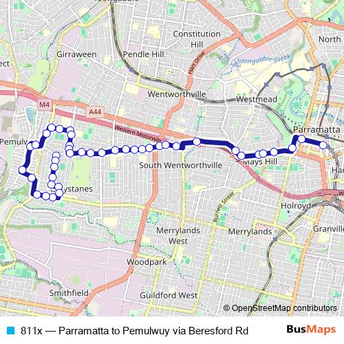 811x bus Line Map