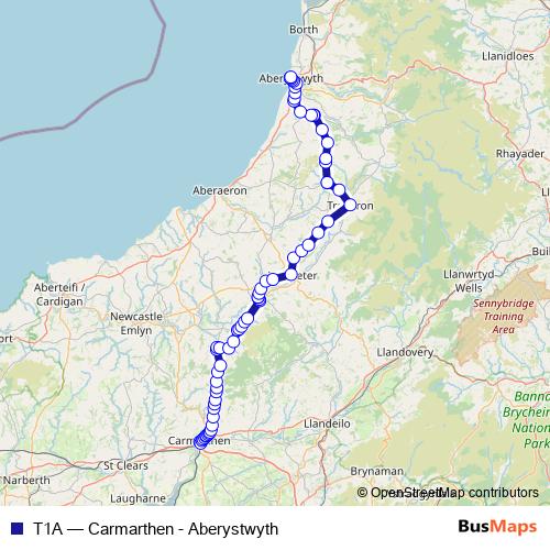 T1A bus Line Map