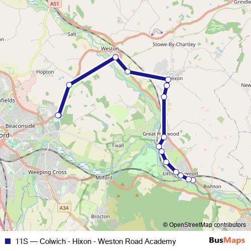 11S bus Line Map