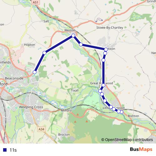 11s bus Line Map