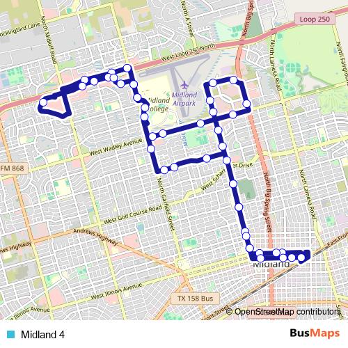 Midland 4 bus Line Map