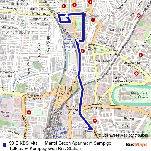 90-E KBS-Mts bus Line Map