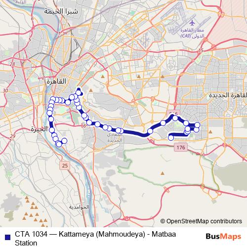 CTA 1034 bus Line Map