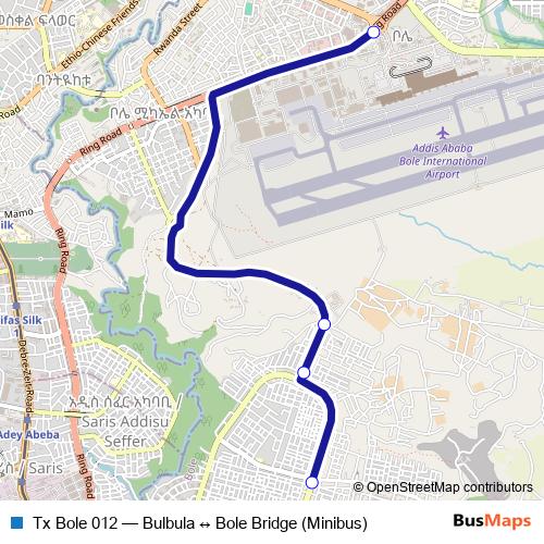 Tx Bole 012 bus Line Map