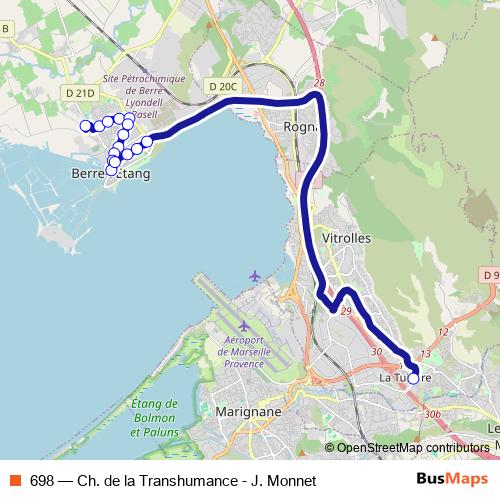 698 bus Line Map