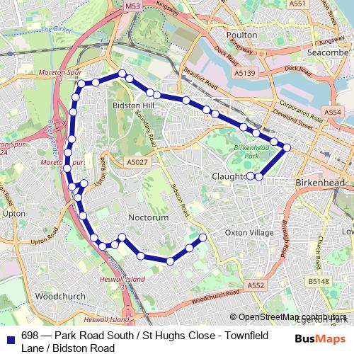 698 bus Line Map