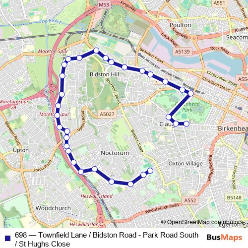 698 bus Line Map