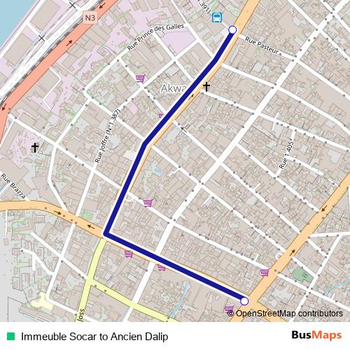 Immeuble Socar to Ancien Dalip bus Line Map
