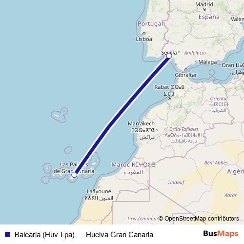Balearia (Huv-Lpa) ferry Line Map