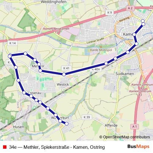 34e bus Line Map