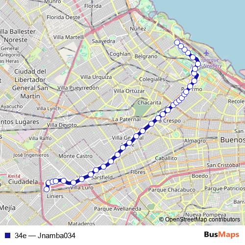34e bus Line Map