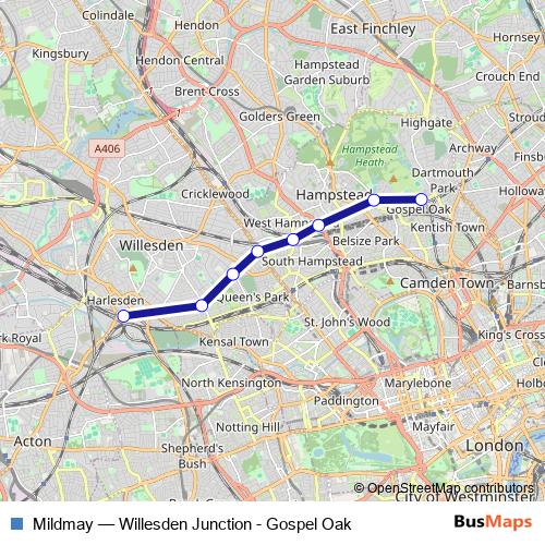 Mildmay rail Line Map