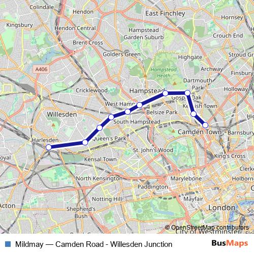 Mildmay rail Line Map