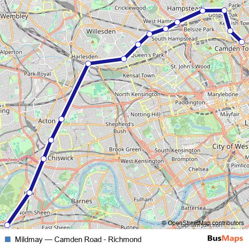 Mildmay rail Line Map