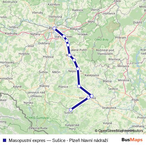 Masopustní expres rail Line Map