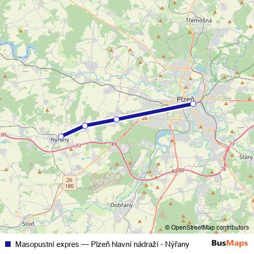 Masopustní expres rail Line Map