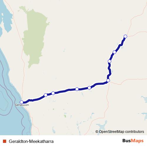 Geraldton-Meekatharra bus Line Map