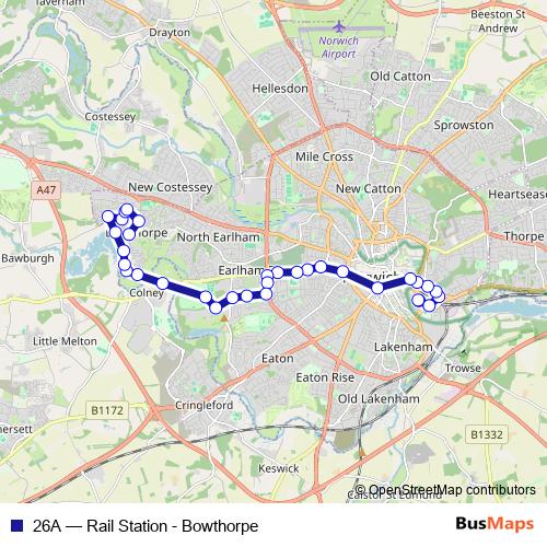 26A bus Line Map