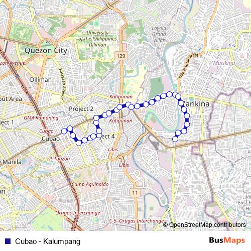 Cubao - Kalumpang bus Line Map