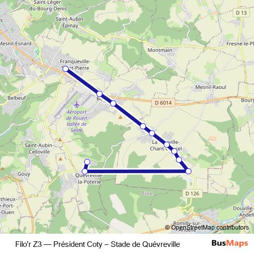 Filo'r Z3 bus Line Map
