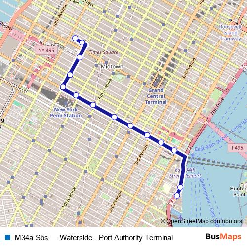 M34a-Sbs bus Line Map
