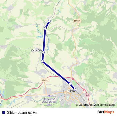 Sibiu - Loamneş Hm rail Line Map