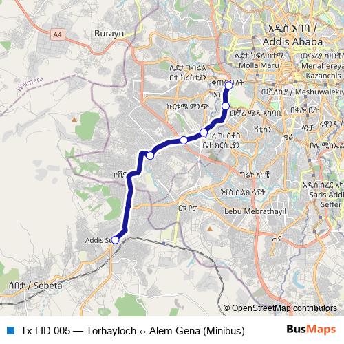 Tx LID 005 bus Line Map