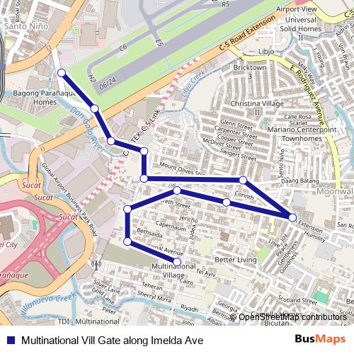 Multinational Vill Gate along Imelda Ave bus Line Map