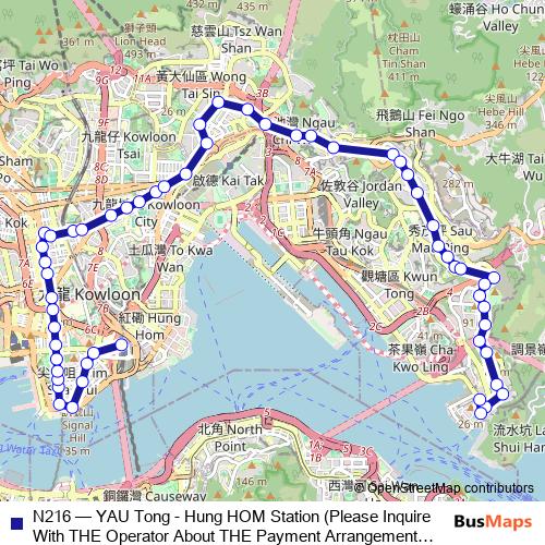 N216 bus Line Map