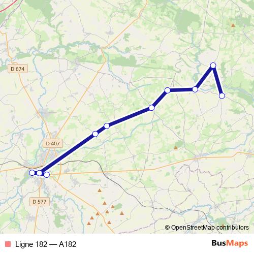 Ligne 182 bus Line Map